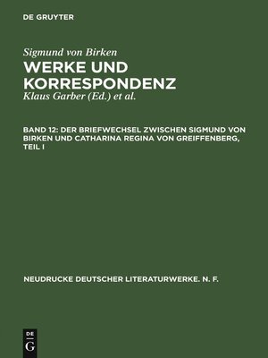 cover image of Der Briefwechsel zwischen Sigmund von Birken und Catharina Regina von Greiffenberg